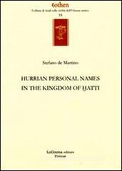 Hurrian personals names in the kingdom of Hatti