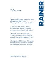 Zefiro zero di Guido Rainer edito da Molesini Editore Venezia