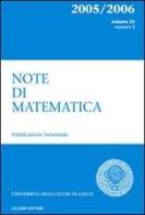 Note di matematica vol.25.2 edito da Liguori