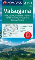 Cartina escursionistica n. 656 Valsugana, Levico, Lavarone; set di 3 cartine edito da Kompass