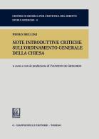 Note introduttive critiche sull'ordinamento generale della Chiesa di Piero Bellini edito da Giappichelli