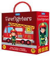 Firefighters. Q-box. Ediz. a colori. Con 4 figures. Con fire engine to assemble. Con puzzle di Matteo Gaule edito da Sassi