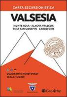 Carta escursionistica Valsesia quadrante Nord Ovest. Monte Rosa, Alagna Valsesia, Rima San Giuseppe, Carcoforo edito da Geo4Map