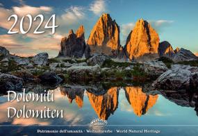 Dolomiti. Calendario-Dolomiten. Kalender 2024. Ediz. illustrata di Peter Malfertheiner edito da Atlas Edizioni