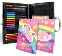 Unicorni. La mia valigetta creativa. Ediz. a colori. Con 5 matite colorate a doppia punta. Con 10 pennarelli. Con 2 penne in gel. Con 100 Adesivi edito da ABraCadabra