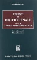 Appunti di diritto penale vol.3 di Marcello Gallo edito da Giappichelli