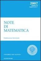 Note di matematica vol.27.1 edito da Liguori