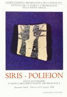 Siris-Polieion. Fonti letterarie e nuova documentazione archeologica edito da Congedo