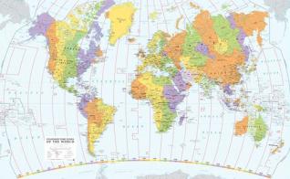 Time zones of the world. Scala 1:30.000.000 (carta murale stesa cm 137 x 86) edito da Global Map