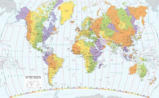 Time zones of the world. Scala 1:30.000.000 (carta murale plastificata stesa con aste cm 121x87) edito da Global Map