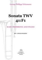 Sonata TWV 41:F1. Bass trombone and piano. Spartito di Georg Philipp Telemann edito da Edizioni Momenti-Ribera