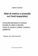 Note di metrica e prosodia sui «Canti» leopardiani di Stefano Salinas edito da ilmiolibro self publishing