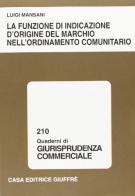 La funzione di indicazione d'origine del marchio nell'ordinamento comunitario di Luigi Mansani edito da Giuffrè