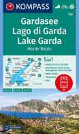 Carta escursionistica n. 102. Lago di Garda, Monte Baldo 1:50.000. Ediz. italiana, tedesca e inglese edito da Kompass