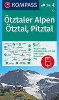 Carta escursionistica n. 43. Ötztaler Alpen, Ötztal, Pitztal 1:50.000 edito da Kompass