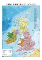 The British Isles 1:1.300.000. Carta murale scolastica fisico/politica plastificata con aste edito da Global Map