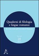 Quaderni di filologia e lingue romanze. Ricerche svolte nell'Università di Macerata. Con CD-ROM vol.28 edito da Aracne