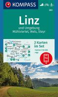 Carta escursionistica n. 202. Linz und umgebung, Mühlviertel, Wels, Steyr 1:50.000 (set di 2 carte) edito da Kompass