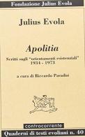 Apolitia. Scritti sugli «orientamenti esistenziali» 1934-1973 di Julius Evola edito da Controcorrente