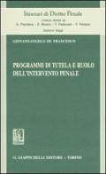Programmi di tutela e ruolo dell'intervento penale di Giovannangelo De Francesco edito da Giappichelli