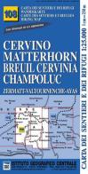 Carta n. 108 Cervino Matterhorn, Breuil Cervinia, Champoluc 1:25.000. Carta dei sentieri e dei rifugi. Serie monti edito da Ist. Geografico Centrale