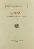 Annali della Facoltà di lettere e filosofia dell'Università di Macerata (1987) vol.20 edito da Antenore