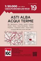 Carta n. 19 Asti, Alba, Acqui Terme 1:50.000. Carta dei sentieri e dei rifugi edito da Ist. Geografico Centrale
