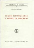 Legge finanziaria e legge di bilancio di Antonio Brancasi edito da Giuffrè
