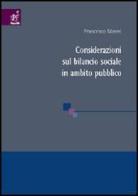 Considerazioni sul bilancio sociale in ambito pubblico di Francesco Manni edito da Aracne