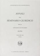 Annali del seminario giuridico dell'università di Palermo vol.59 edito da Giappichelli