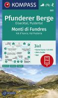 Carta escursionistica n. 81 Monti di Fundres, Val d'Isarco, Val Pusteria 1:25:000 Ediz. italiana, tedesca e inglese edito da Kompass