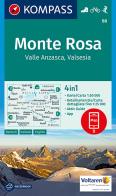 Carta escursionistica n. 88 - Monte Rosa, Valle Anzasca, Valsesia con guida 1:50.000. Ediz. italiana, tedesca e inglese edito da Kompass