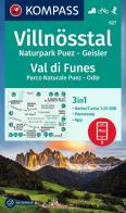 Carta escursionistica Kom 627. Villnösstal, Val di Funes. Con carta escursionistica edito da Kompass