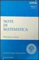 Note di matematica vol.14 edito da Liguori
