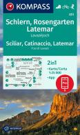 Cartina escursionistica n. 651. Siciliar, Cantinaccio, Latemar. P.so di Lavazé. 1:25.000. Con App edito da Kompass
