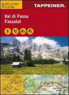 Val di Fassa. Cartina topografica. Carta panoramica 3D. Ediz. italiana e tedesca edito da Tappeiner