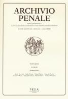 Archivio penale. Rivista quadrimestrale di diritto, procedura e legislazione penale, speciale, europea e comparata (2016) vol. 2 edito da Pisa University Press