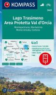 Carta escursionistica n. 2463. Lago Trasimeno, Area Protetta Val d'Orcia, Montepulciano, Montalcino, Monte Amiata, Cortona 1:50.000. Con App edito da Kompass