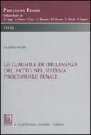 Le clausole di irrilevanza del fatto nel sistema processuale penale di Claudia Cesari edito da Giappichelli