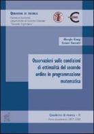 Osservazioni sulle condizioni di ottimalità del secondo ordine in programmazione matematica di Giorgio Giorgi, Cesare P. Zuccotti edito da Aracne