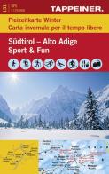 Südtirol-Alto Adige. Sport & fun. Freizeitkarte winter-Carta invernale per il tempo libero 1:125.000 edito da Tappeiner