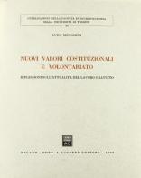 Nuovi valori costituzionali e volontariato. Riflessioni sull'attualità del lavoro gratuito di Luigi Menghini edito da Giuffrè