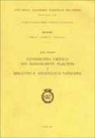 Censimento critico dei manoscritti plautini vol.1 di Alba Tontini edito da Accademia Naz. dei Lincei
