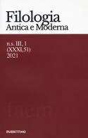 Filologia antica e moderna (2021) vol.51 edito da Rubbettino