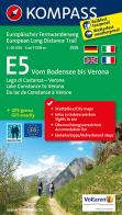 Carta Tour n. 2558 - E5 Dal Lago di Costanza fino a Verona 1:50.000. Ediz. tedesca, italiana, inglese e francese edito da Kompass