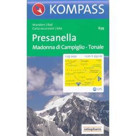 Carta escursionistica n. 639. Trentino, Veneto. Presanella, Madonna di Campiglio, Passo del Tonale 1:25.000. Adatto a GPS. Digital map. DVD-ROM