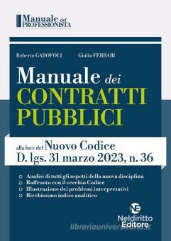 Manuale Dei Contratti Pubblici Alla Luce Del Nuovo Codice D.Lgs. 31 ...