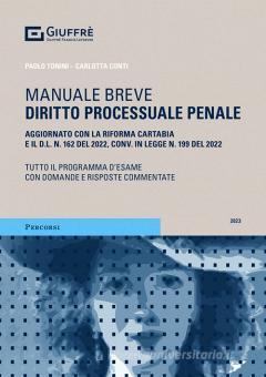 Diritto processuale penale di Paolo Tonini, Carlotta Conti: Bestseller ...