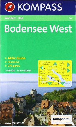 Carta escursionistica n. 1a. Austria. Nei dintorni del lago di Costanza-Rund um den Bodensee. Bodensee West 1:50.000. Adatto a GPS. Digital map. DVD-ROM. Ediz. bilin edito da Kompass