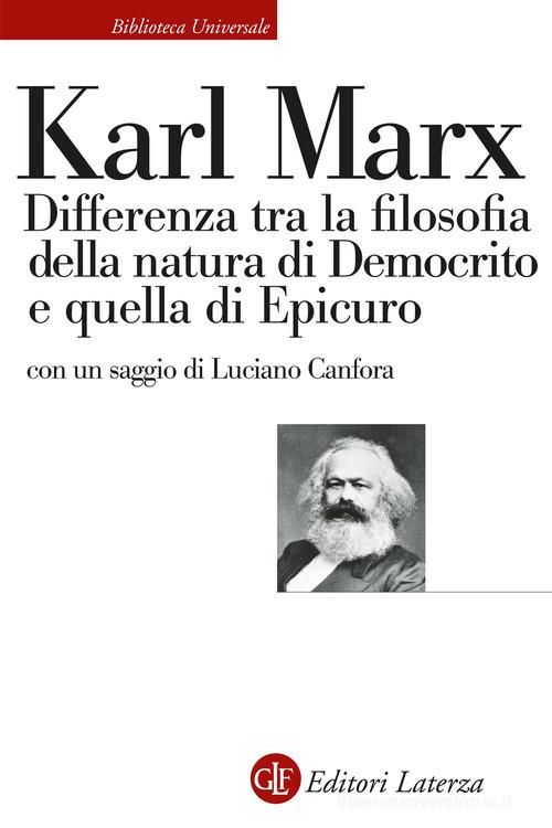 Differenza tra la filosofia della natura di Democrito e quella di Epicuro di Karl Marx edito da Laterza